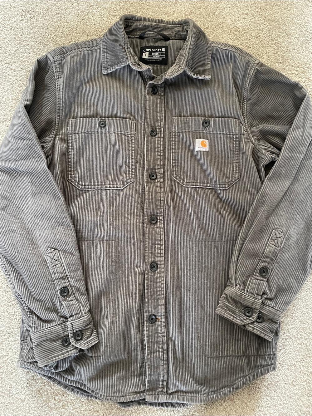 Carhartt Men's Gray Corduroy Work Shirt Jacket